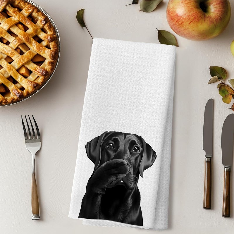 LUKIPOM Funny Black Labrador Retriever Hand Towels for Bathroom Decor, Black Lab Gifts,Dog Mom Gifts, Dog Bathroom Decor, Funny Kitchen Towels, 16x24 Inches - Image 5